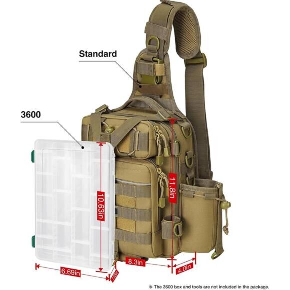 Piscifun Fishing Tackle Bag with Rod & Gear Holder, Lightweight Sling Tackle - Picture 6 of 7